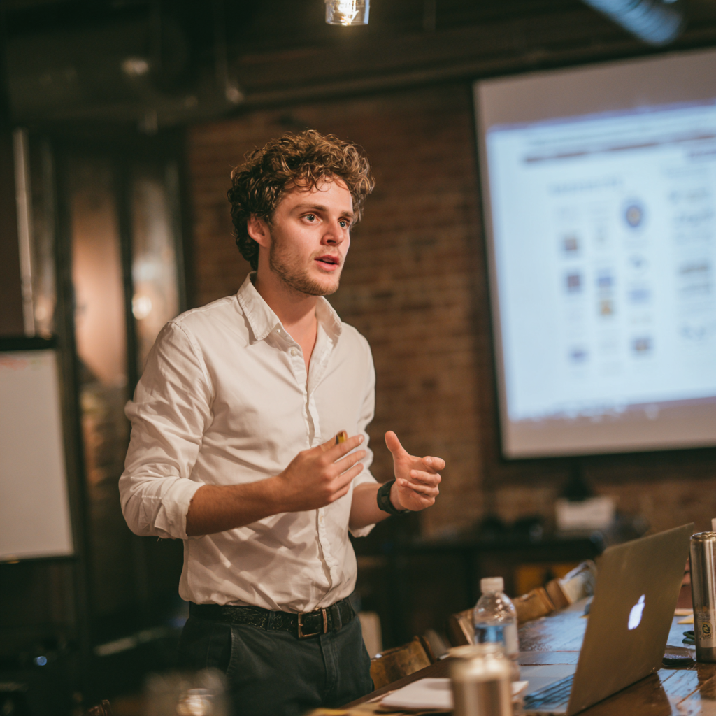 Trainer geeft presentatie over assessment